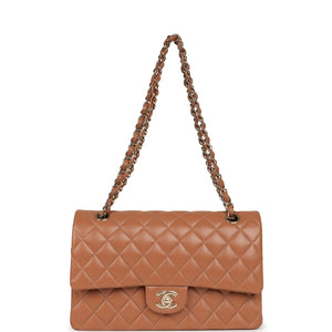 Chanel Medium Classic Double Flap Bag Brown Lambskin Light Gold Hardware