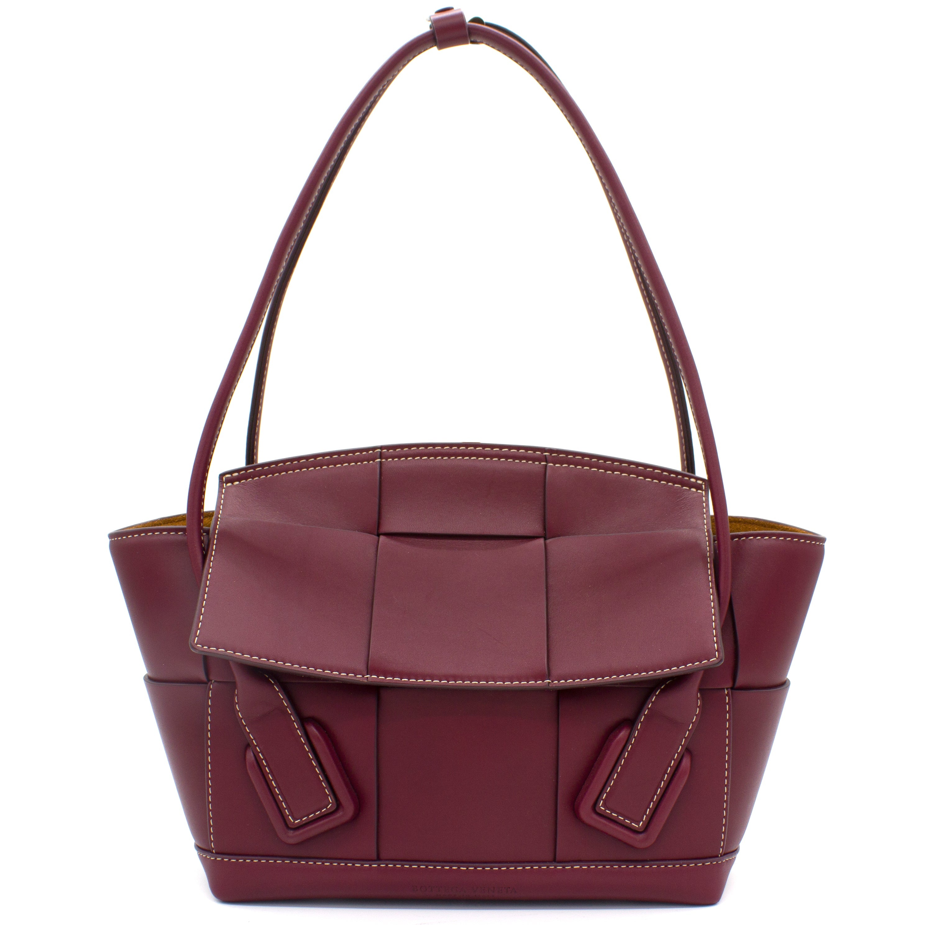 French Calfskin Small Intrecciato Arco 33 Bordeaux