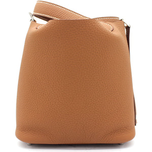 Clemence Leather Picotin Lock 18 Bag Gold
