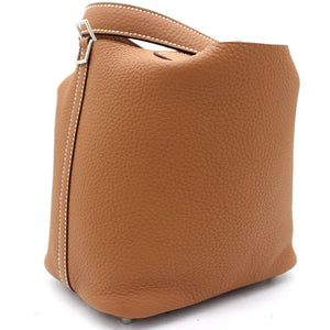 Clemence Leather Picotin Lock 18 Bag Gold