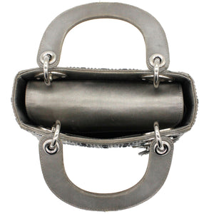Satin Crystal Cannage Mini Lady Dior Grey
