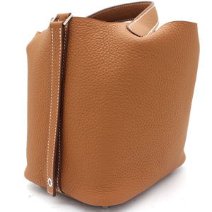 Clemence Leather Picotin Lock 18 Bag Gold