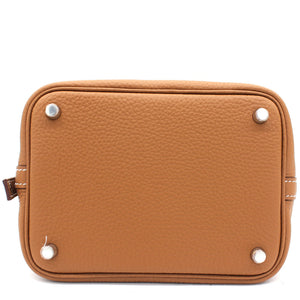 Clemence Leather Picotin Lock 18 Bag Gold
