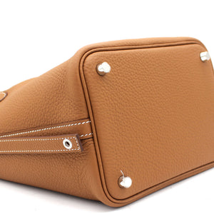 Clemence Leather Picotin Lock 18 Bag Gold