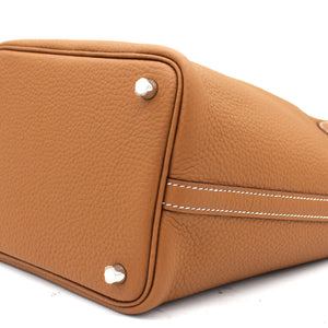 Clemence Leather Picotin Lock 18 Bag Gold