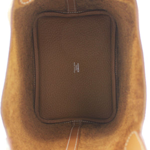 Clemence Leather Picotin Lock 18 Bag Gold