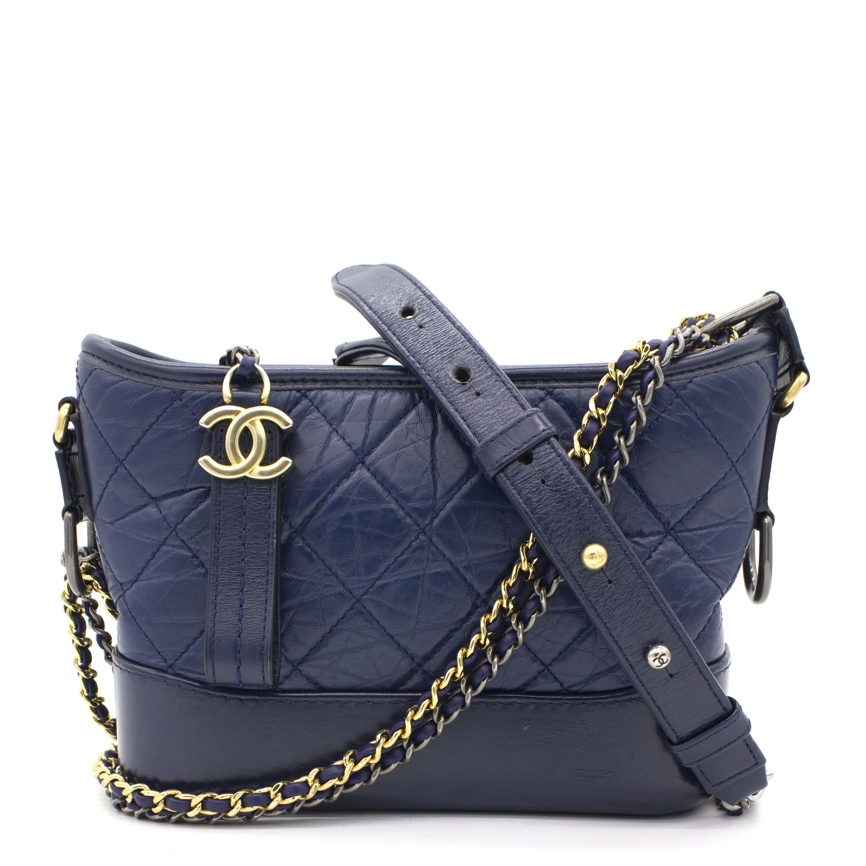 Calfskin Quilted Small Gabrielle Hobo Blue