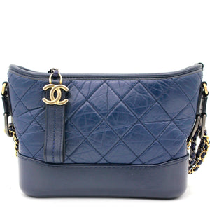Calfskin Quilted Small Gabrielle Hobo Blue