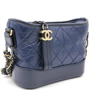 Calfskin Quilted Small Gabrielle Hobo Blue
