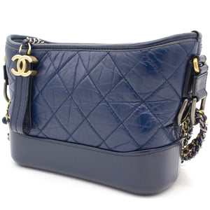 Calfskin Quilted Small Gabrielle Hobo Blue