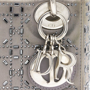 Satin Crystal Cannage Mini Lady Dior Grey