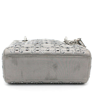 Satin Crystal Cannage Mini Lady Dior Grey