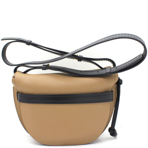 Grained Calfskin Small Gate Crossbody Bag Light Beige/Black