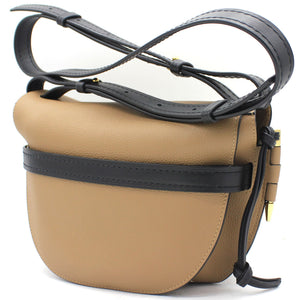 Grained Calfskin Small Gate Crossbody Bag Light Beige/Black