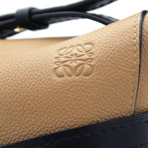 Grained Calfskin Small Gate Crossbody Bag Light Beige/Black