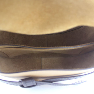 Grained Calfskin Small Gate Crossbody Bag Light Beige/Black