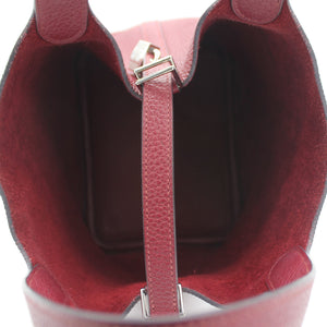 Wine Clemence Leather Picotin Lock 18 Bag