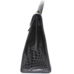 Black Porosus Crocodile Leather Gold Hardware Kelly 32 Bag