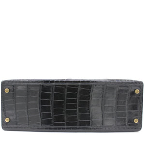 Black Porosus Crocodile Leather Gold Hardware Kelly 32 Bag