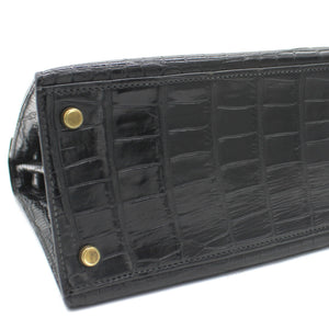 Black Porosus Crocodile Leather Gold Hardware Kelly 32 Bag