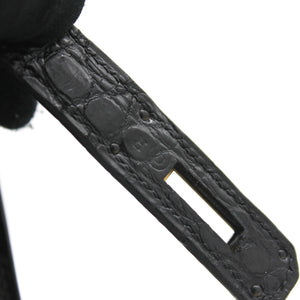 Black Porosus Crocodile Leather Gold Hardware Kelly 32 Bag