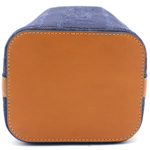 Blue/Brown Zucca Canvas and Leather Mini Mon Tresor Drawstring Bucket Bag