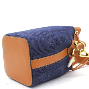 Blue/Brown Zucca Canvas and Leather Mini Mon Tresor Drawstring Bucket Bag