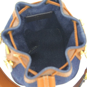 Blue/Brown Zucca Canvas and Leather Mini Mon Tresor Drawstring Bucket Bag