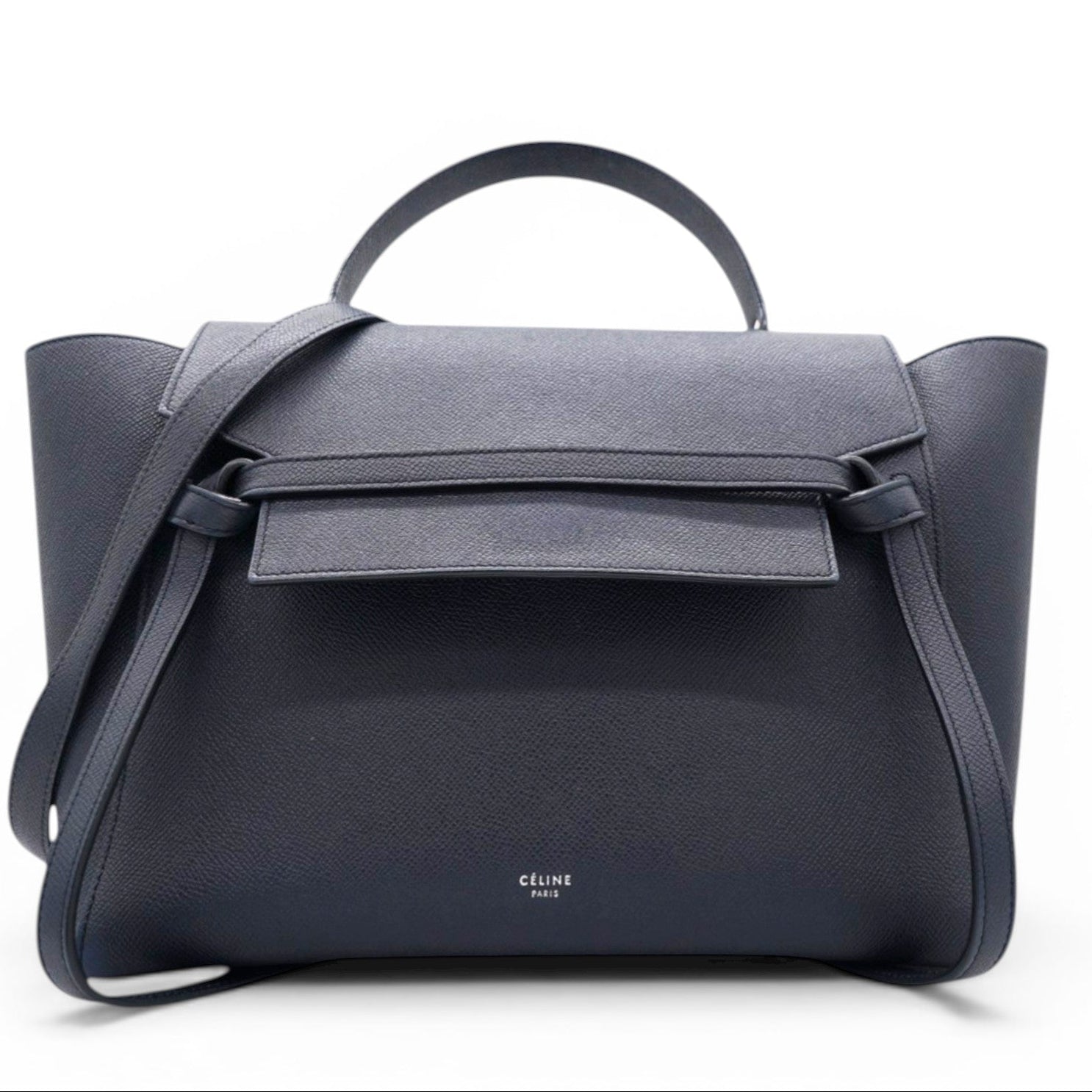Grained Calfskin Belt Bag Navy Mini