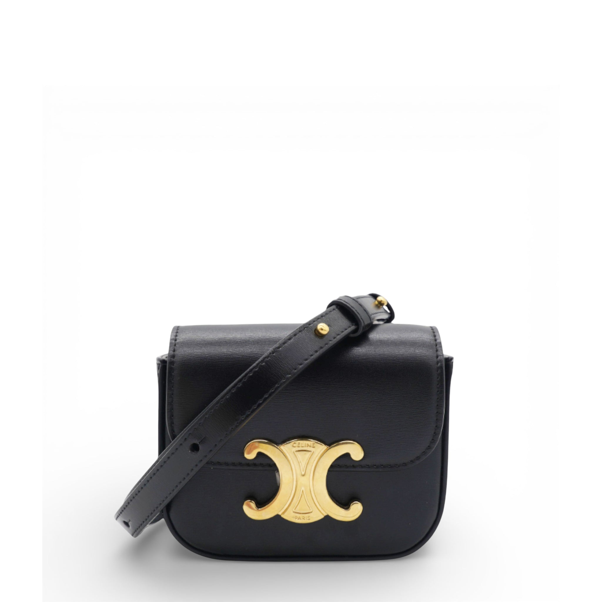 Mini Triomphe in Shiny Calfskin Black