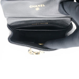 Black Lambskin Leather Flap with Handle Card Holder