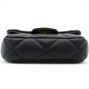 Black Lambskin Leather Flap with Handle Card Holder