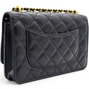Black Quilted Leather Trendy CC Wallet On Chain