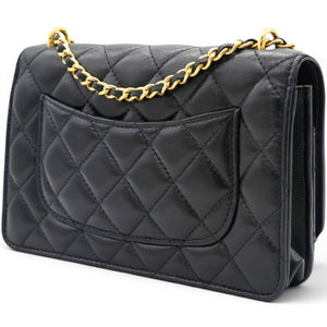 Black Quilted Leather Trendy CC Wallet On Chain