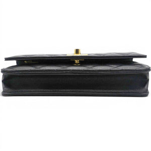 Black Quilted Leather Trendy CC Wallet On Chain