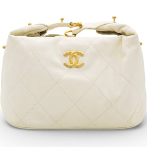 Calfskin Quilted Daily Hobo White