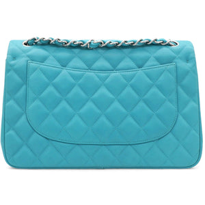 Jumbo Classic Lambskin Double Flap Blue