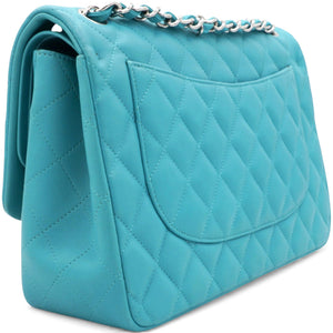 Jumbo Classic Lambskin Double Flap Blue
