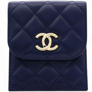 Navy Lambskin Quilted Flap Front Pocket Phone Holder Bag