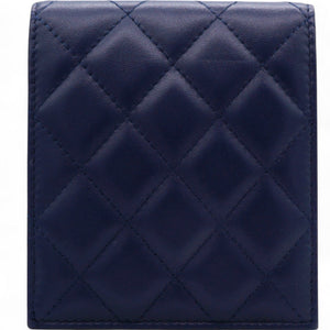 Navy Lambskin Quilted Flap Front Pocket Phone Holder Bag