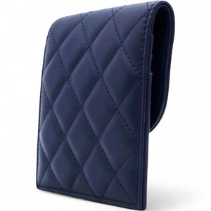 Navy Lambskin Quilted Flap Front Pocket Phone Holder Bag