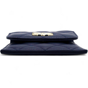 Navy Lambskin Quilted Flap Front Pocket Phone Holder Bag