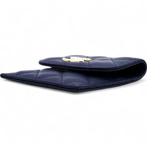 Navy Lambskin Quilted Flap Front Pocket Phone Holder Bag