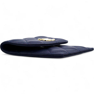 Navy Lambskin Quilted Flap Front Pocket Phone Holder Bag