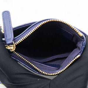 Navy Lambskin Quilted Flap Front Pocket Phone Holder Bag