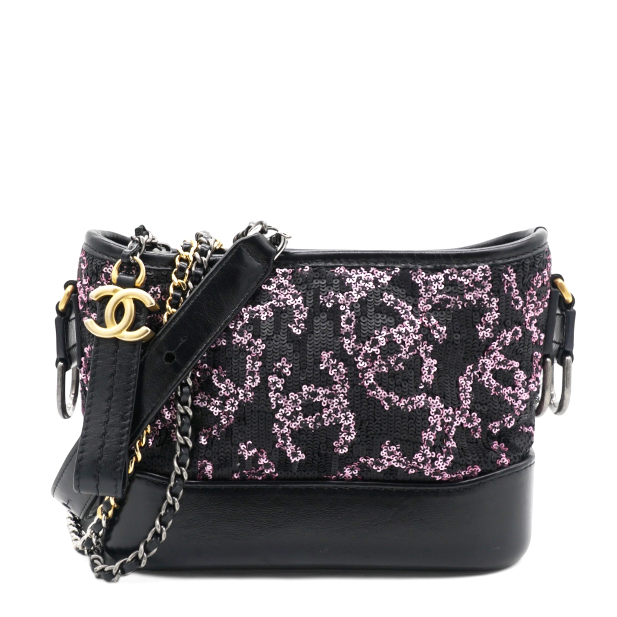 Sequin Small Gabrielle Hobo Black/Gold