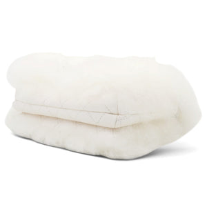 White Long Fluffy Mohair Fur Clutch Bag Classic Double C Turn Lock Luxury Evening Handbag