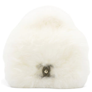White Long Fluffy Mohair Fur Clutch Bag Classic Double C Turn Lock Luxury Evening Handbag