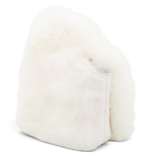 White Long Fluffy Mohair Fur Clutch Bag Classic Double C Turn Lock Luxury Evening Handbag