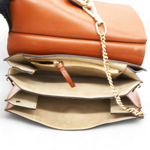 Suede Calfskin Medium Faye Shoulder Bag Tobacco
